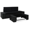 NNEVL 3 Piece Garden Lounge Set Poly Rattan Black