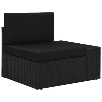 NNEVL 3 Piece Garden Lounge Set Poly Rattan Black