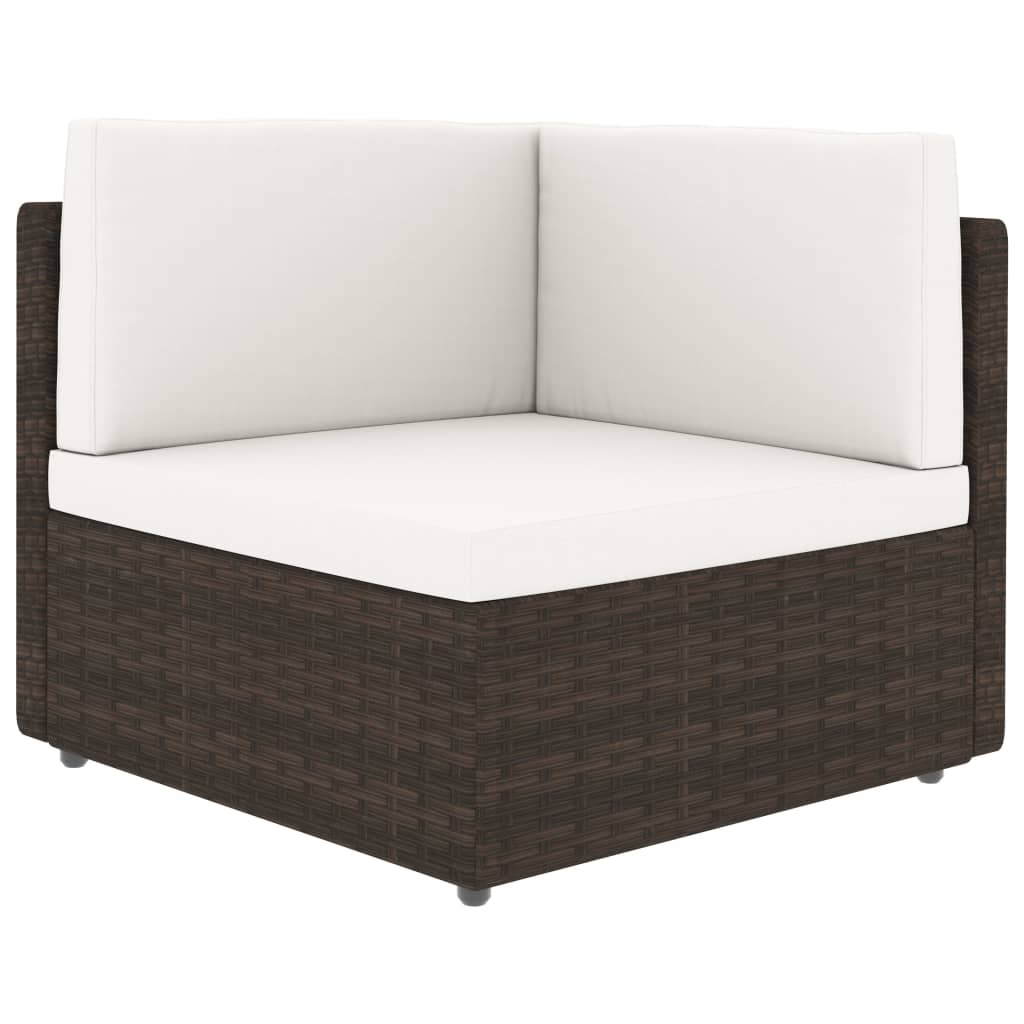 NNEVL Sectional Corner Sofa Poly Rattan Brown-0