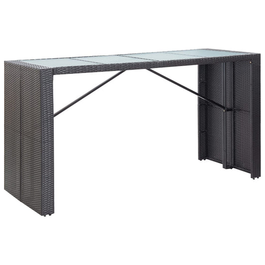 NNEVL 9 Piece Outdoor Bar Set Poly Rattan Black