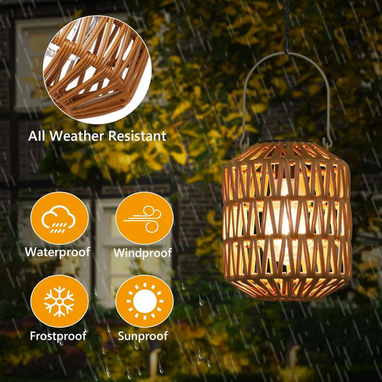 Solar Rattan Lanterns — Set of 2 — gallery image 8
