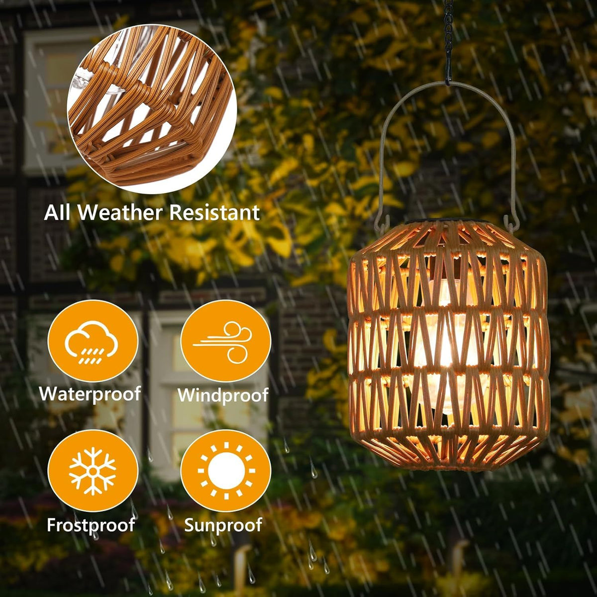 Solar Rattan Lanterns — Set of 2 — gallery image 8