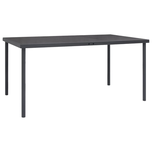 Anthracite Steel & Glass Outdoor Dining Table, 150x90 cm