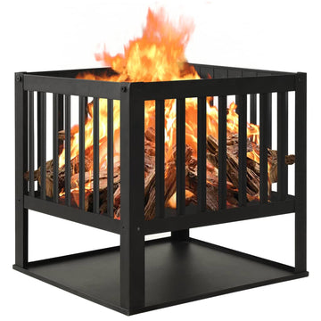 Steel Fire Pit with Storage Shelf, 40 cm