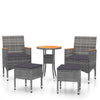 NNEVL 5 Piece Garden Lounge Set Poly Rattan Grey