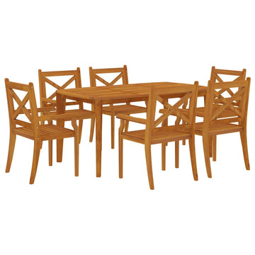 NNEVL 7 Piece Garden Dining Set Solid Wood Acacia