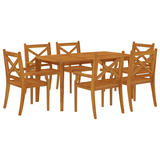 NNEVL 7 Piece Garden Dining Set Solid Wood Acacia