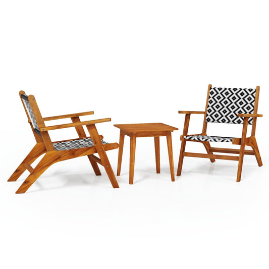 Acacia Wood Garden Bistro Set with Poly Rattan Chairs