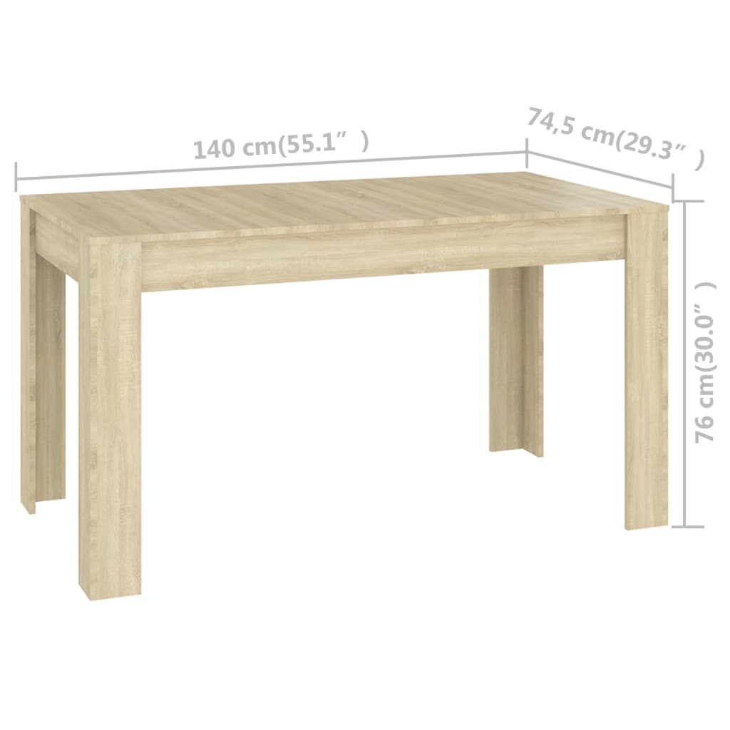 NNEVL Dining Table Sonoma Oak 140x74.5x76 cm Chipboard-3