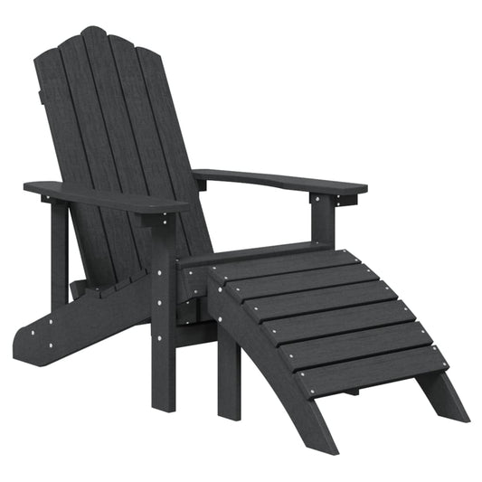 Garden Adirondack Chair with Footstool, HDPE, Anthracite