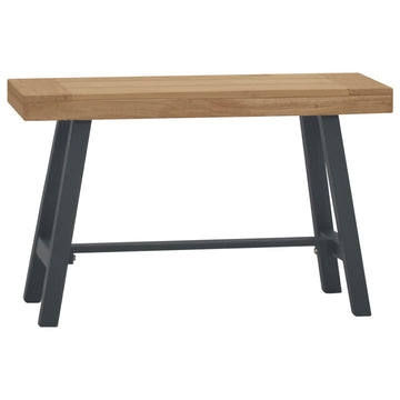 Solid Teak Wood Bench 80 cm with Black Legs