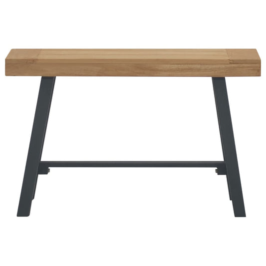 Solid Teak Wood Bench 80 cm with Black Legs