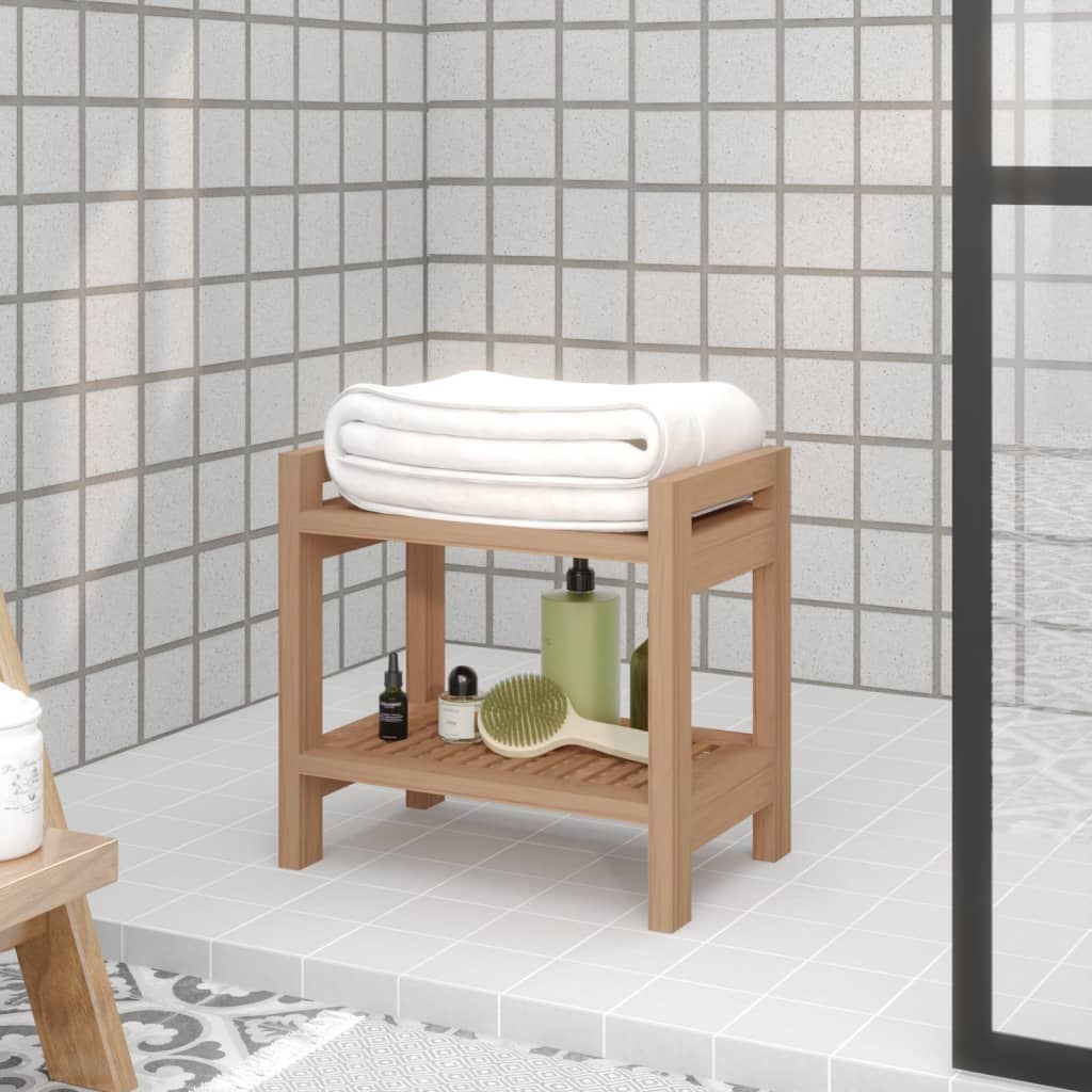 NNEVL Shower Bench 45x30x45 cm Solid Wood Teak-0