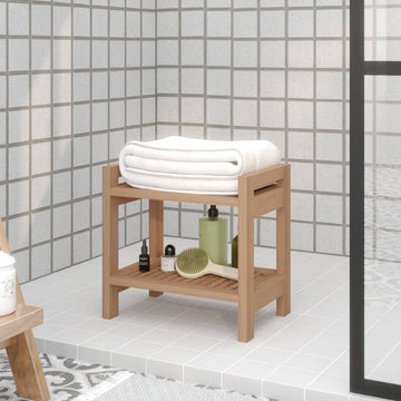 NNEVL Shower Bench 45x30x45 cm Solid Wood Teak-0