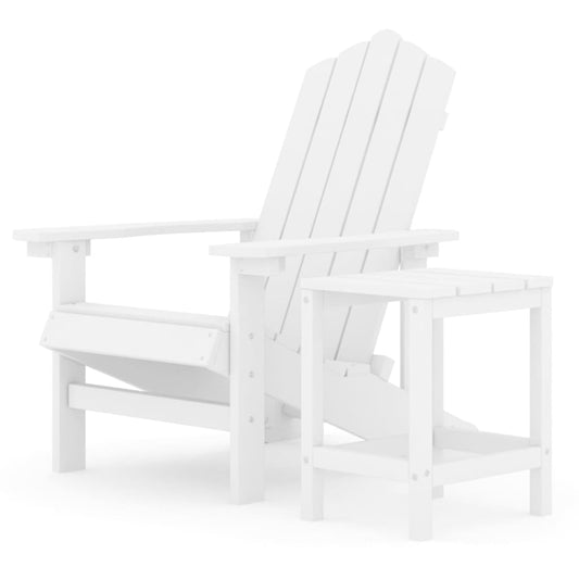 Adirondack Chair with Side Table, HDPE, White