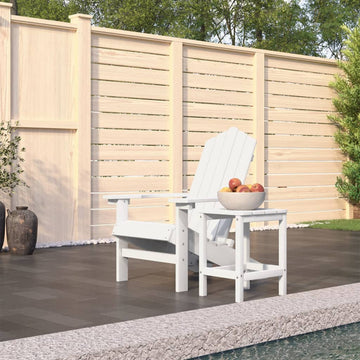 Adirondack Chair with Side Table, HDPE, White