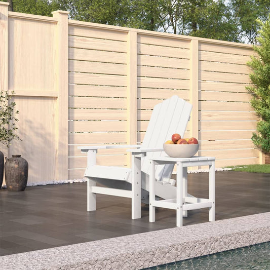 Adirondack Chair with Side Table, HDPE, White