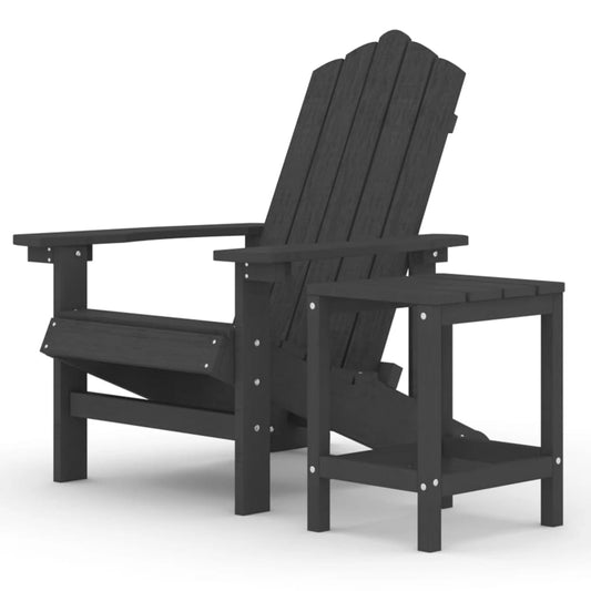 Garden Adirondack Chair with Side Table, HDPE, Anthracite
