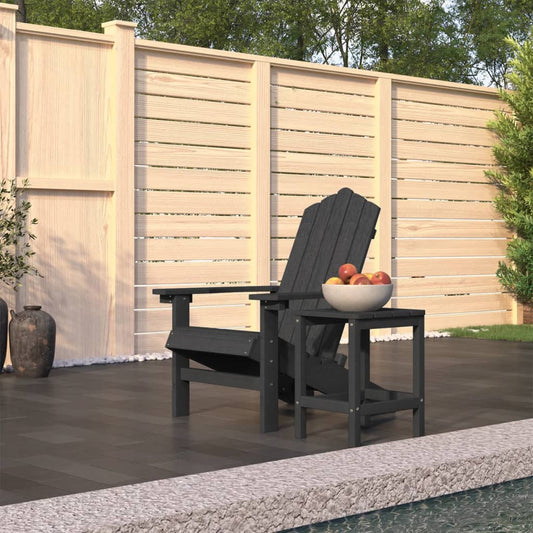 Garden Adirondack Chair with Side Table, HDPE, Anthracite