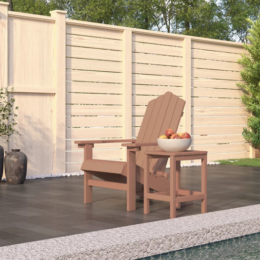 Garden Adirondack Chair with Side Table, Brown HDPE