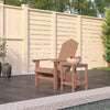 Garden Adirondack Chair with Side Table, Brown HDPE