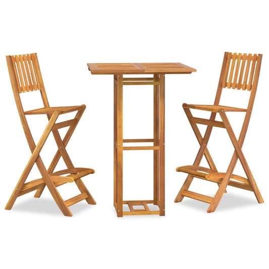 NNEVL 3 Piece Outdoor Bar Set Solid Wood Acacia