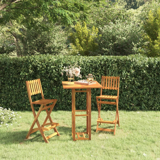 NNEVL 3 Piece Outdoor Bar Set Solid Wood Acacia