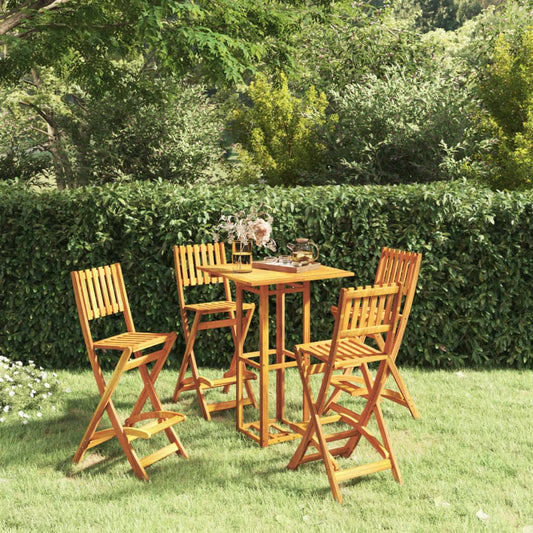 NNEVL 5 Piece Outdoor Bar Set Solid Wood Acacia