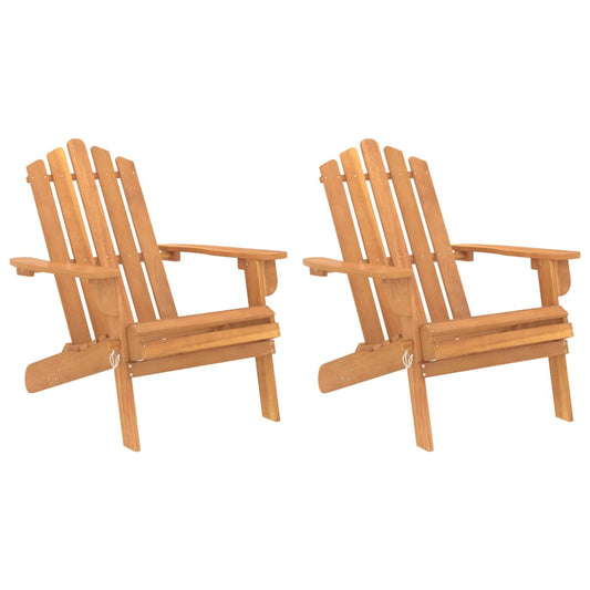 Folding Adirondack Chairs, Solid Acacia Wood, Set of 2
