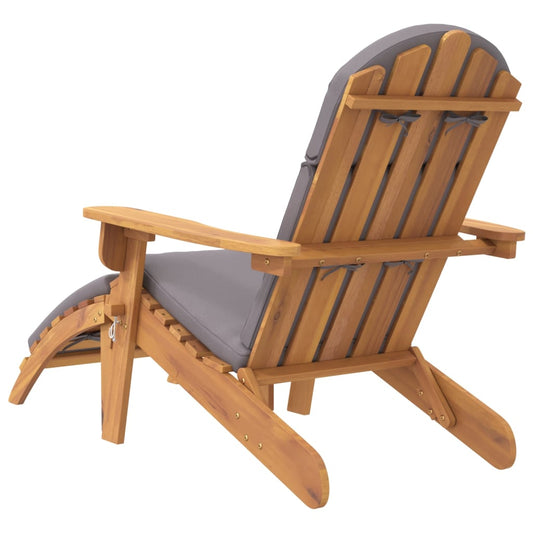 Adirondack Garden Chair with Footrest, Solid Acacia Wood