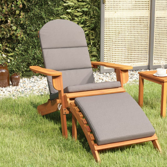 Adirondack Garden Chair with Footrest, Solid Acacia Wood