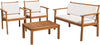 Acacia Wood 4 Piece Patio Conversation Set With Cushions-2
