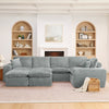 Modern Boucle L-Shaped Sectional Sofa with Two Moveable Ottomans,