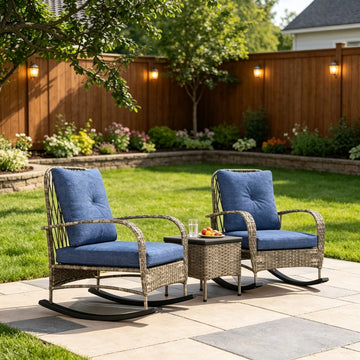 Three-Piece PE Wicker Rocking Chair Patio Set