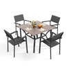 5-Piece Square Patio Dining Set with 37.8-Inch Wood-Grain Table and 4
