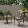 Acacia Wood Outdoor Dining Chairs with Water-Resistant Cushions