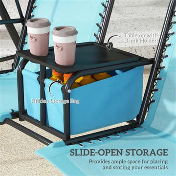 Two-Seat Patio Swing with Adjustable Canopy and Storage