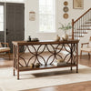 Long Industrial Console Table with 2-Tier Shelf