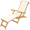 Folding Acacia Wood Patio Lounge Recliner with Footrest, White