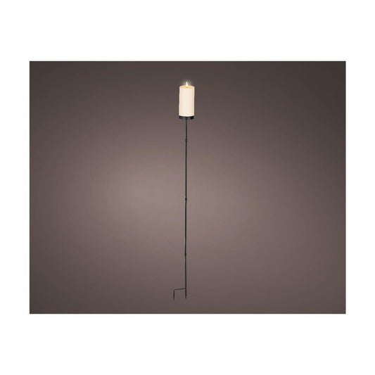 Solar Candle Garden Stake, Cream Plastic, ø7 x 117cm