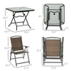 5-Piece Patio Dining Set with Foldable Chairs and Glass-Top Table