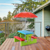 Kids Picnic Folding Table & Bench Set with Umbrella