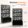 70.87Inch Hx46.06Inch W Leaf Pattern Privacy Screen With Planter Box