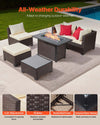 Wicker Sectional with Fire Pit Table — 6 Piece