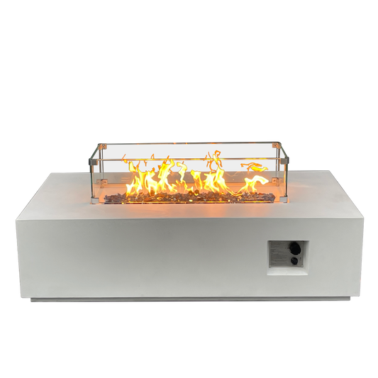 52" Concrete Propane Fire Pit Table — Antique White