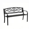 50" Metal Outdoor Bench with Backrest & Armrests