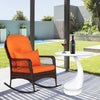 Woven Rattan Outdoor Rocking Chair, Brown Gradient