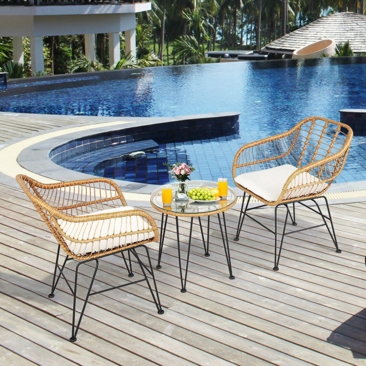 Rattan Conversation Set — 3 Piece