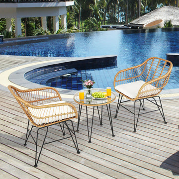 Rattan Conversation Set — 3 Piece