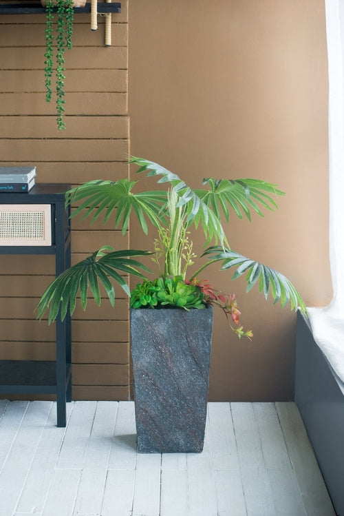 Large Gray Cement Indoor & Outdoor Planter, 9.4 × 18.1 in